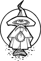 A coloring page of witches